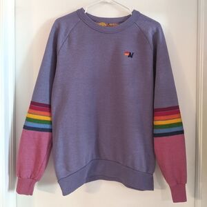 Aviator Nation Rainbow Stripe Crewneck Sweatshirt sz Medium